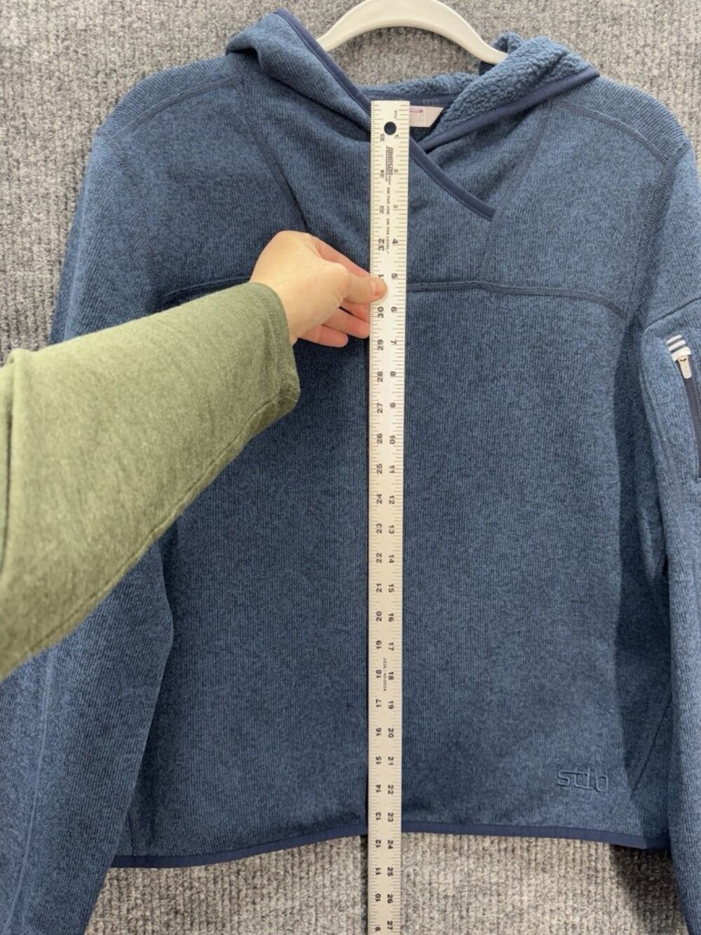 Stio Sweetwater Fleece Hoodie Pullover Womens XL Heather Blue Zip Pocket Casual - Picture 8 of 10
